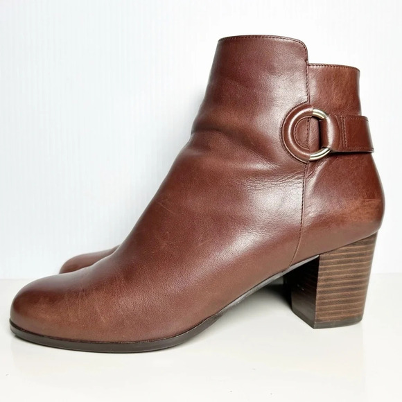 Cole Haan Brown Leather Bootie Bailey Grand OS Size 9.5 Chocolate Gold - Picture 7 of 10